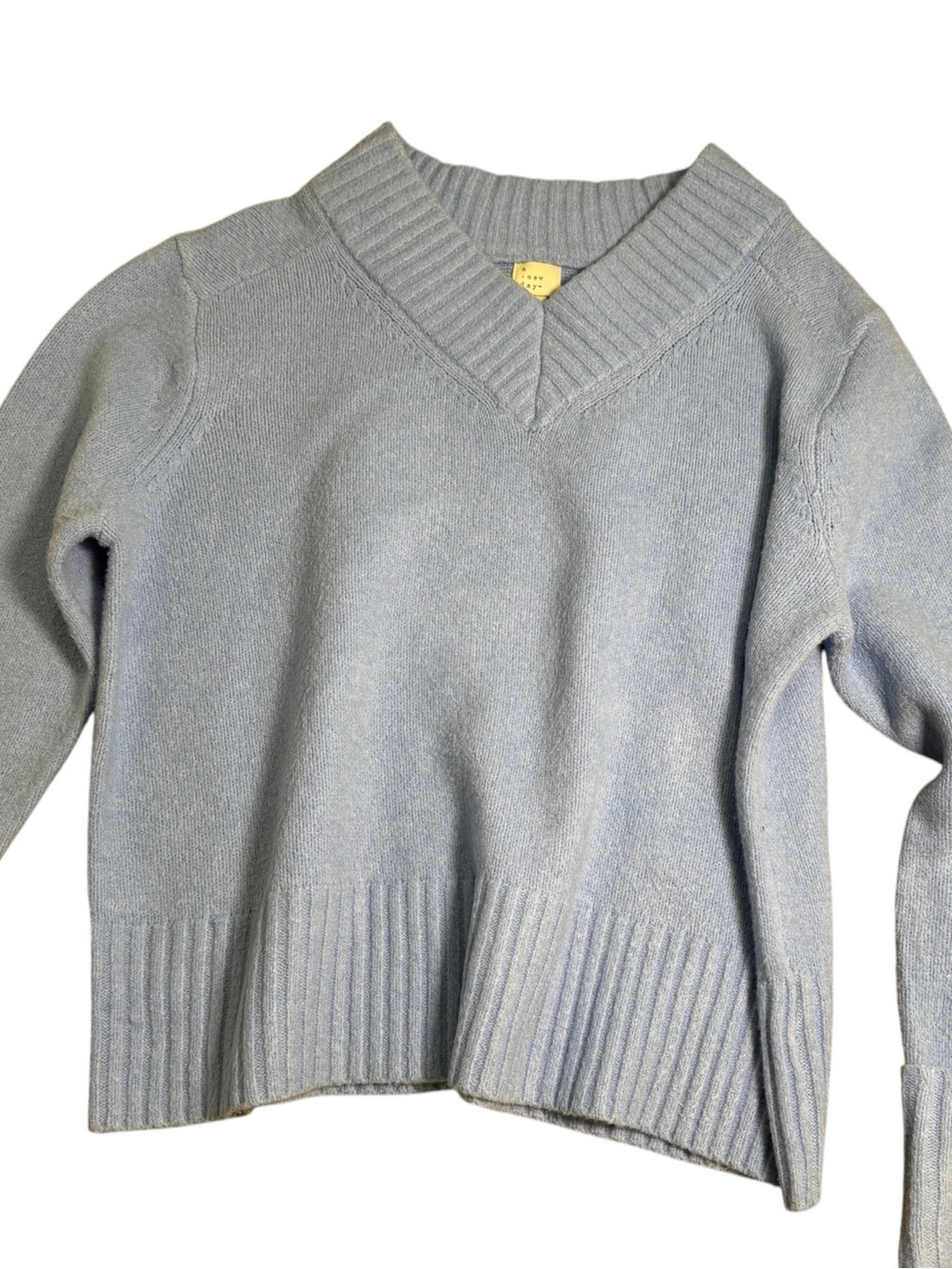 a new day Powder Blue V-Neck Ribbed Hem Knit Sweater